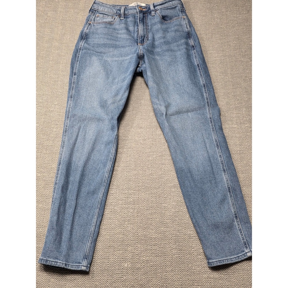 Hollister California Curvy High Rise Mom Jeans Light Wash‎ Stretch W29 L27